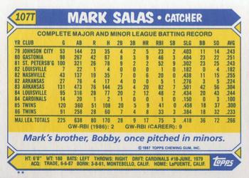 1987 Topps Traded #107T Mark Salas Back