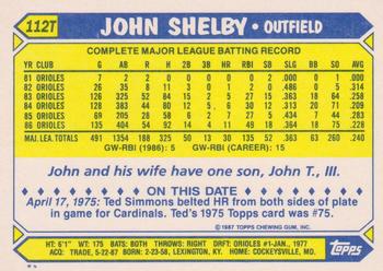 1987 Topps Traded #112T John Shelby Back