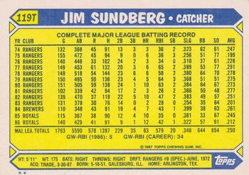 1987 Topps Traded #119T Jim Sundberg Back