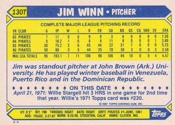 1987 Topps Traded #130T Jim Winn Back