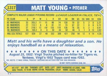 1987 Topps Traded #131T Matt Young Back