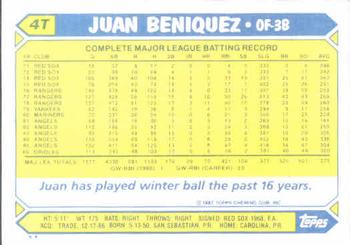 1987 Topps Traded #4T Juan Beniquez Back