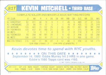 1987 Topps Traded #81T Kevin Mitchell Back