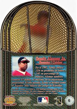 1998 Pacific - In the Cage Die Cuts #6 Sandy Alomar Jr. Back