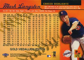 1999 Ultra - Gold Medallion #12G Mark Langston Back