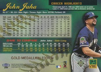 1999 Ultra - Gold Medallion #128G John Jaha Back