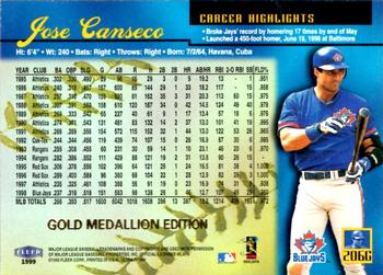 1999 Ultra - Gold Medallion #206G Jose Canseco Back