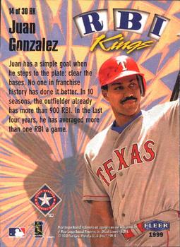 1999 Ultra - RBI Kings #14 RK Juan Gonzalez  Back