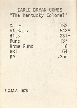 1975 TCMA 1927 New York Yankees #NNO Earle Combs Back