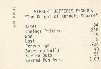 1975 TCMA 1927 New York Yankees #NNO Herb Pennock Back