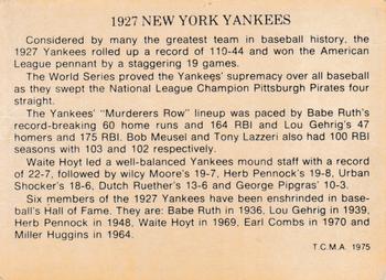 1975 TCMA 1927 New York Yankees #NNO Lou Gehrig / Tony Lazzeri / Mark Koenig / Joe Dugan Back