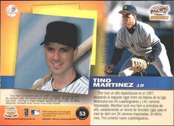 1998 Pacific Invincible #53 Tino Martinez Back