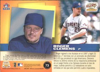 1998 Pacific Invincible #73 Roger Clemens Back