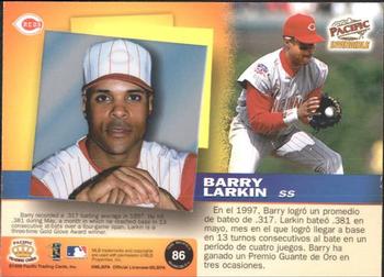 1998 Pacific Invincible #86 Barry Larkin Back