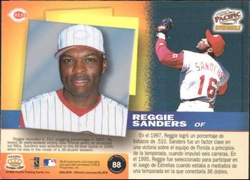 1998 Pacific Invincible #88 Reggie Sanders Back