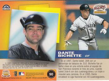 1998 Pacific Invincible #90 Dante Bichette Back