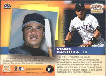 1998 Pacific Invincible #91 Vinny Castilla Back