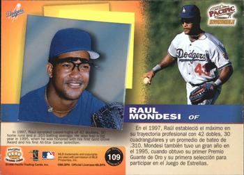 1998 Pacific Invincible #109 Raul Mondesi Back