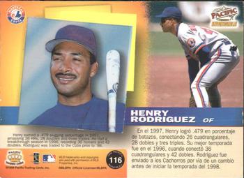 1998 Pacific Invincible #116 Henry Rodriguez Back