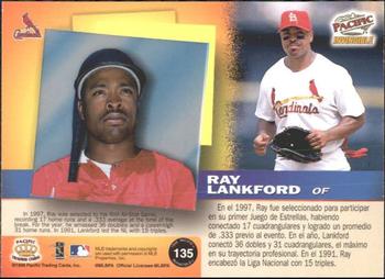 1998 Pacific Invincible #135 Ray Lankford Back