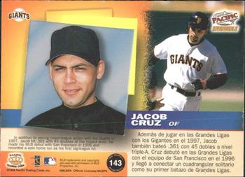 1998 Pacific Invincible #143 Jacob Cruz Back