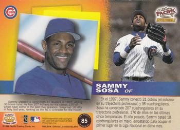 1998 Pacific Invincible #85 Sammy Sosa Back