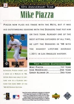 1999 Upper Deck - 10th Anniversary Team #X1 Mike Piazza  Back
