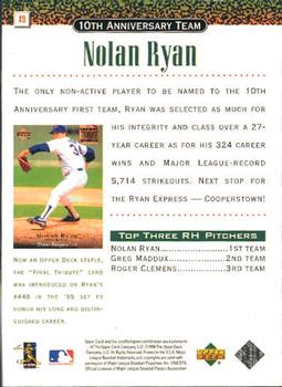 1999 Upper Deck - 10th Anniversary Team #X9 Nolan Ryan  Back