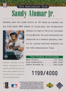 1999 Upper Deck - 10th Anniversary Team Double #X23 Sandy Alomar Jr.  Back