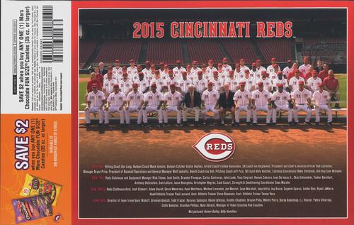 2015 Kroger Cincinnati Reds Team Photo #NNO Cincinnati Reds Front