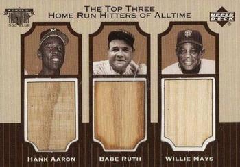 1999 Upper Deck - A Piece of History 500 Club: Babe Ruth #NNO Hank Aaron / Babe Ruth / Willie Mays Front