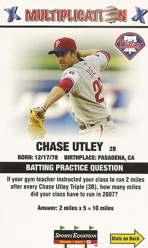 2008 Sports Equation Math Learning Cards: Multiplication & Division #4 Chase Utley Front