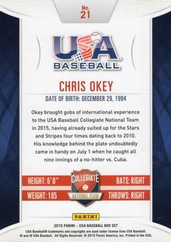2015 Panini USA Baseball #21 Chris Okey Back