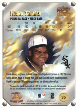 1998 Pacific Invincible - Gems of the Diamond #35 Frank Thomas Back