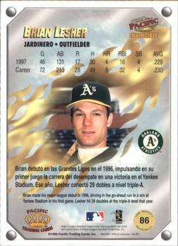 1998 Pacific Invincible - Gems of the Diamond #86 Brian Lesher Back
