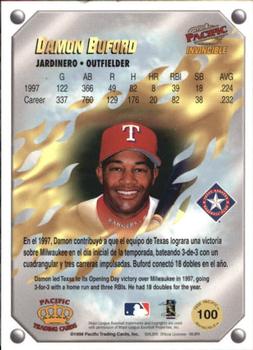 1998 Pacific Invincible - Gems of the Diamond #100 Damon Buford Back