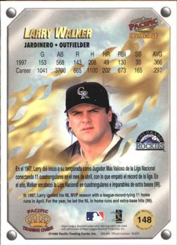 1998 Pacific Invincible - Gems of the Diamond #148 Larry Walker Back