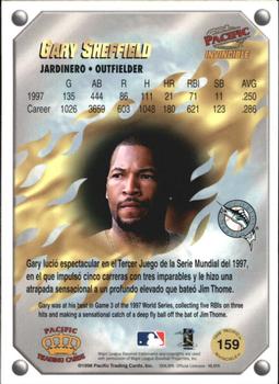 1998 Pacific Invincible - Gems of the Diamond #159 Gary Sheffield Back