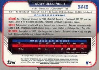 2015 Bowman Chrome - Prospect Autographs #BCAP-CBE Cody Bellinger Back