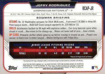 2015 Bowman Chrome - Prospect Autographs #BCAP-JR Jefry Rodriguez Back