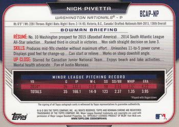 2015 Bowman Chrome - Prospect Autographs #BCAP-NP Nick Pivetta Back