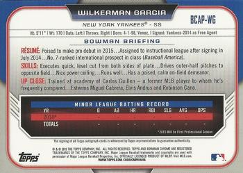 2015 Bowman Chrome - Prospect Autographs #BCAP-WG Wilkerman Garcia Back