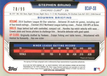 2015 Bowman Chrome - Prospect Autographs Green Refractors #BCAP-SB Stephen Bruno Back
