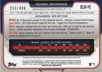 2015 Bowman Chrome - Prospect Autographs Refractors #BCAP-PS Pedro Severino Back