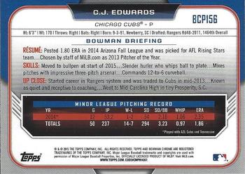 2015 Bowman Chrome - Prospects #BCP156 C.J. Edwards Back