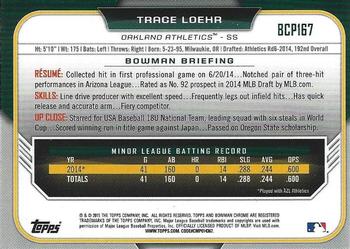 2015 Bowman Chrome - Prospects #BCP167 Trace Loehr Back
