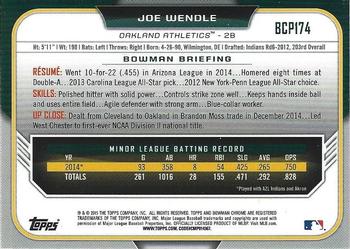 2015 Bowman Chrome - Prospects #BCP174 Joe Wendle Back