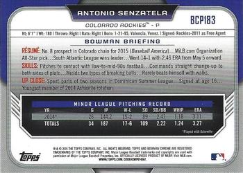 2015 Bowman Chrome - Prospects #BCP183 Antonio Senzatela Back