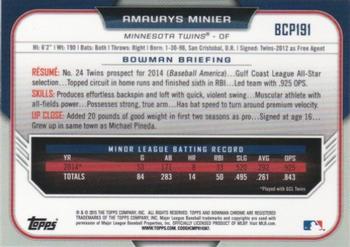 2015 Bowman Chrome - Prospects #BCP191 Amaurys Minier Back