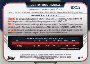 2015 Bowman Chrome - Prospects #BCP205 Jefry Rodriguez Back
